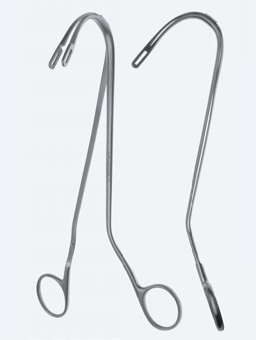 Зажими, хірургічні, "Randall", для ниркових каменів, вигнуті, без кремальєри, загальна довжина 190 мм, 7 1/2". Бренд - Asanus Medizintechnik Gmb, Німеччина